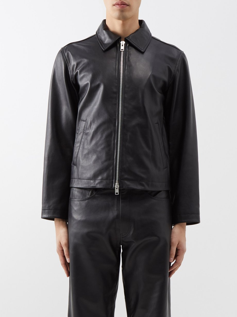 Black Two-way zip leather jacket | Sunflower | MATCHESFASHION AU