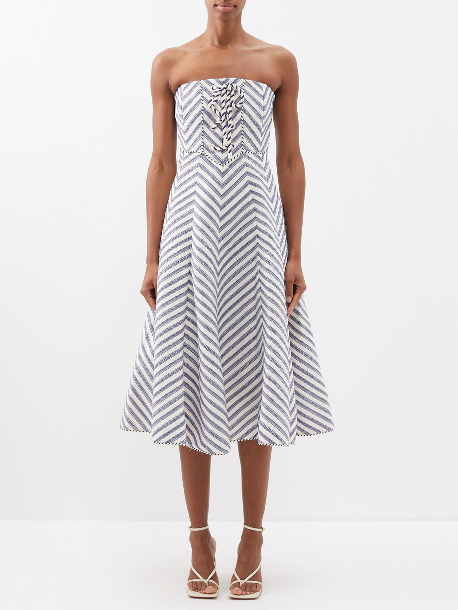 High Tide laced-bodice cotton-blend midi dress video