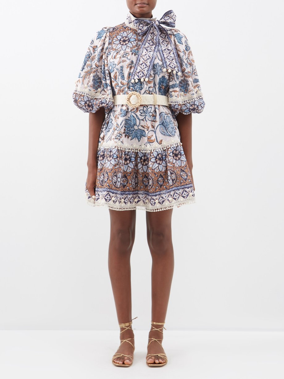 Blue Vitali paisley-print linen mini dress | Zimmermann | MATCHESFASHION US