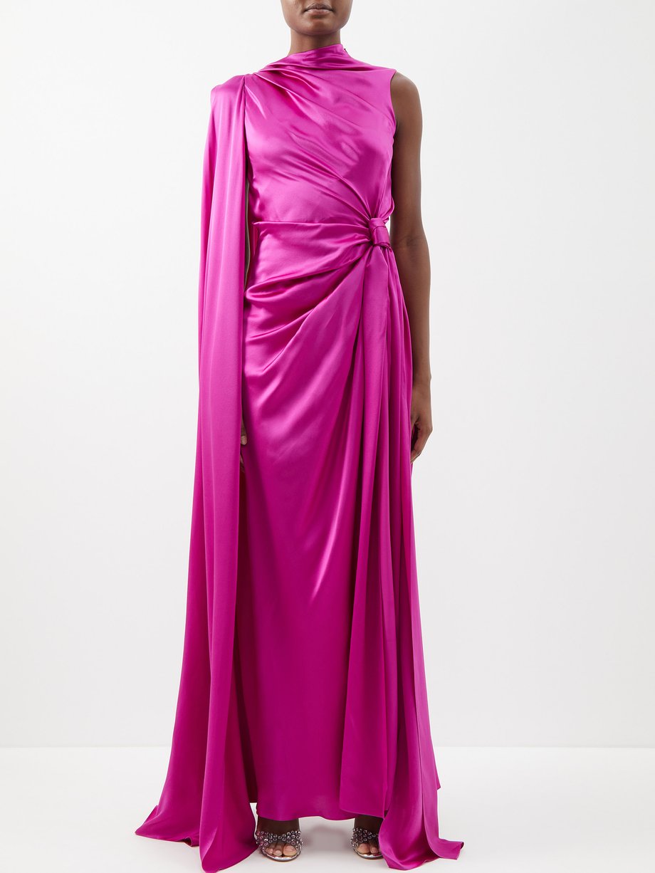 Pink Asymmetric draped silk-satin gown | Roksanda | MATCHESFASHION UK