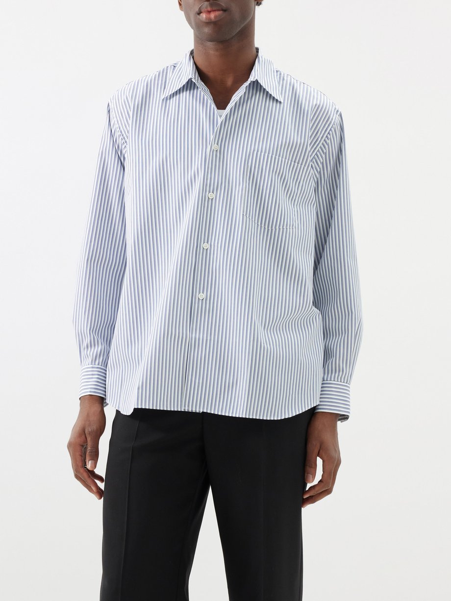 Blue Point-collar striped cotton-poplin shirt | Comme Des Garçons Shirt |  MATCHES UK
