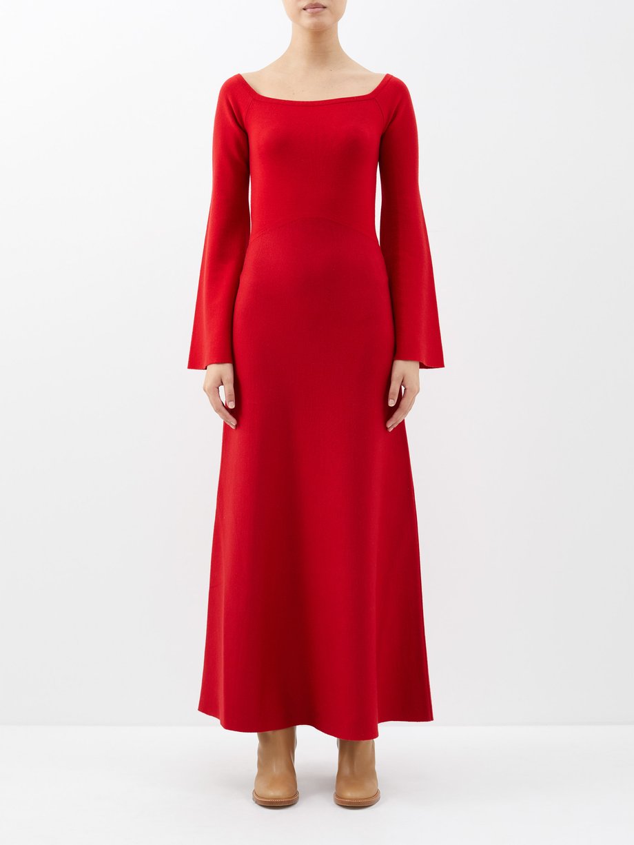 Gabriela Hearst Shar off-the-shoulder merino-blend knitted dress