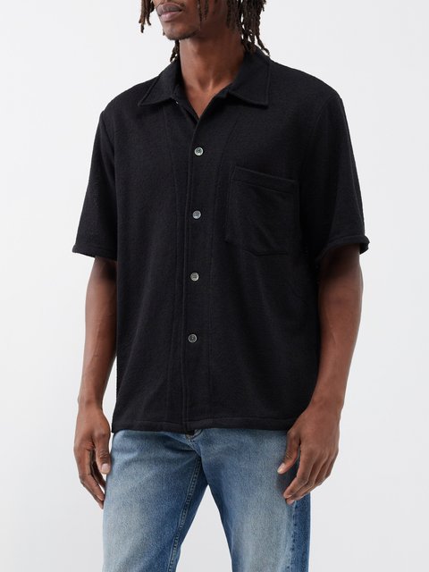 Black Suneham crepe short-sleeved shirt | Séfr | MATCHES UK