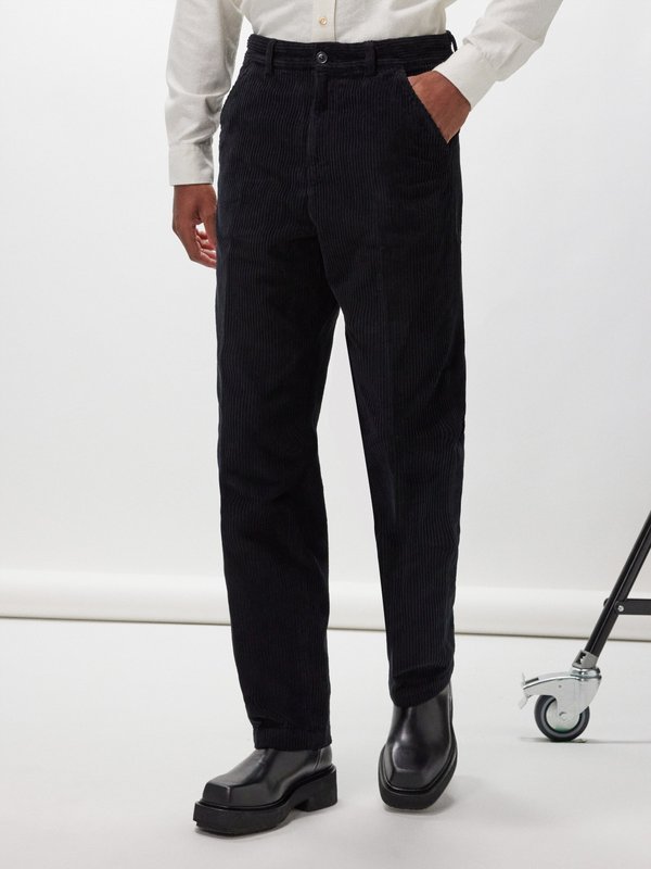 Smarty Pants Navy Cotton Lycra Straight Fit Mid Rise Trousers
