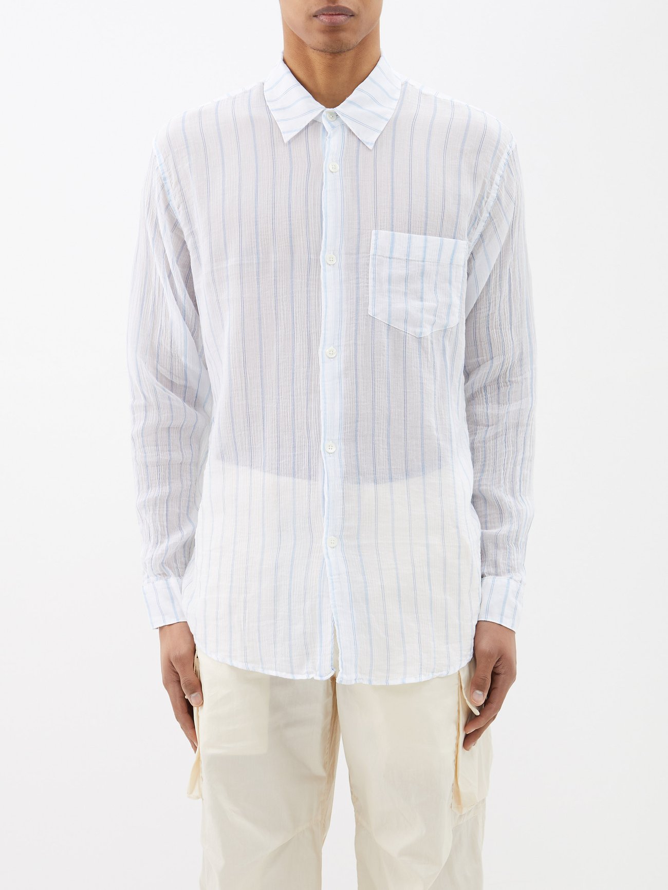 Initial striped cotton-blend shirt