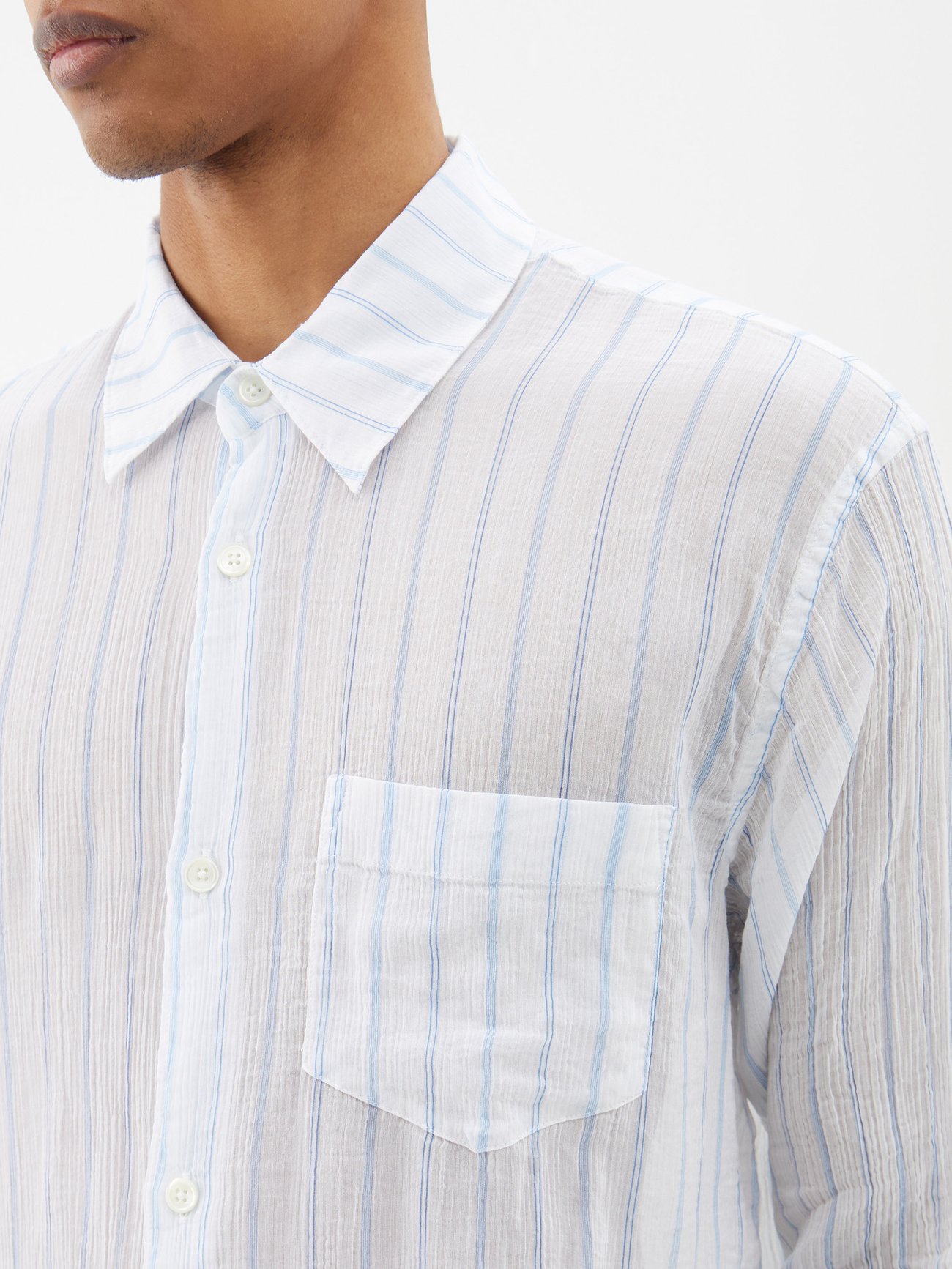 Initial striped cotton-blend shirt