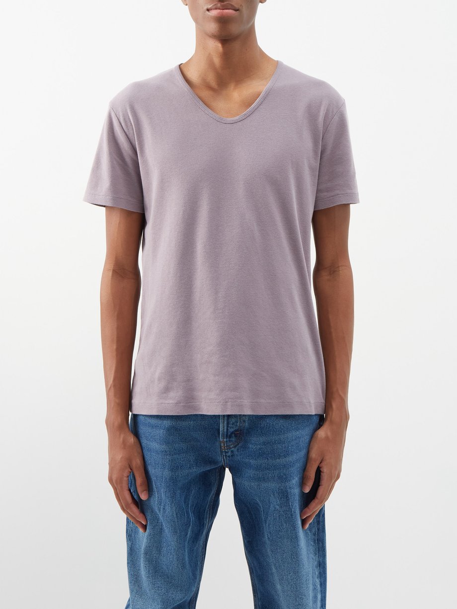 Purple U-neck short-sleeve cotton T-shirt | Our Legacy 