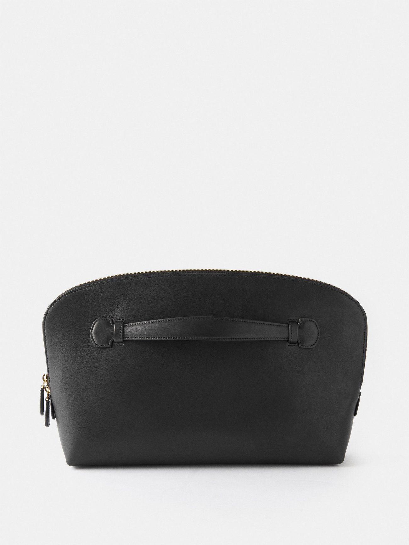 Ellie Leather Clutch in Black - The Row