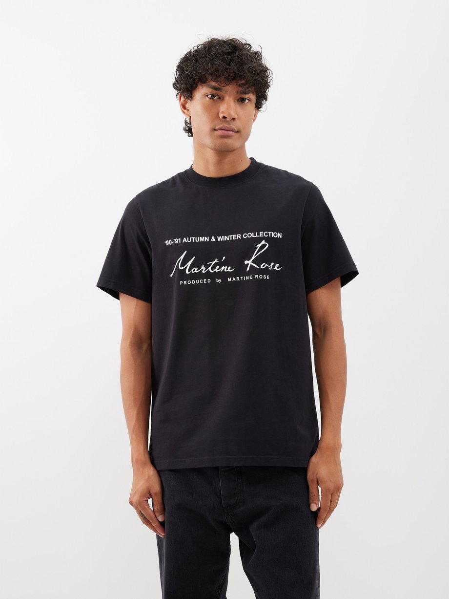 MARTINE ROSE: cotton t-shirt with logo - Black