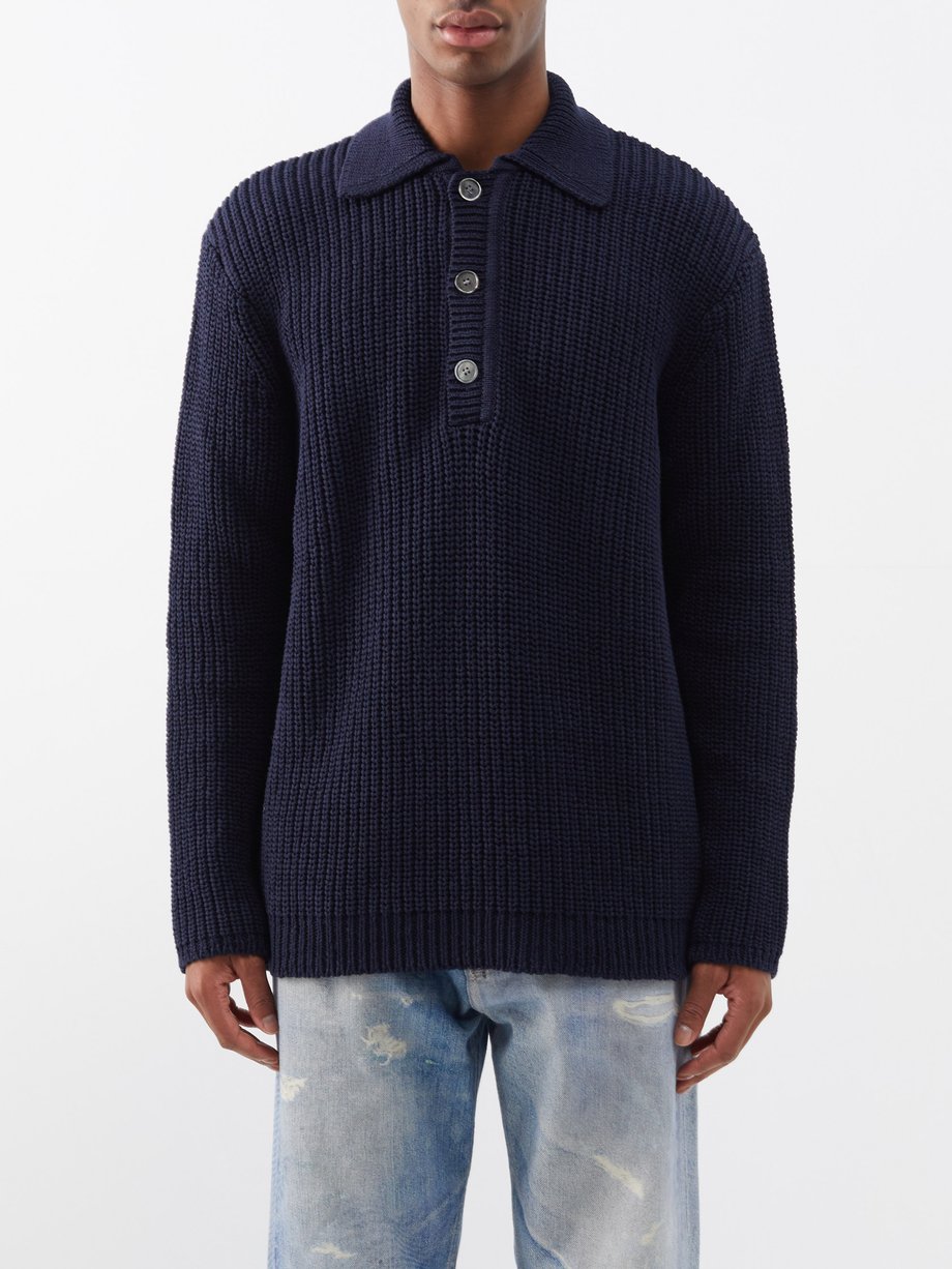 Navy Big Piquet rib-knit cotton sweater | Our Legacy