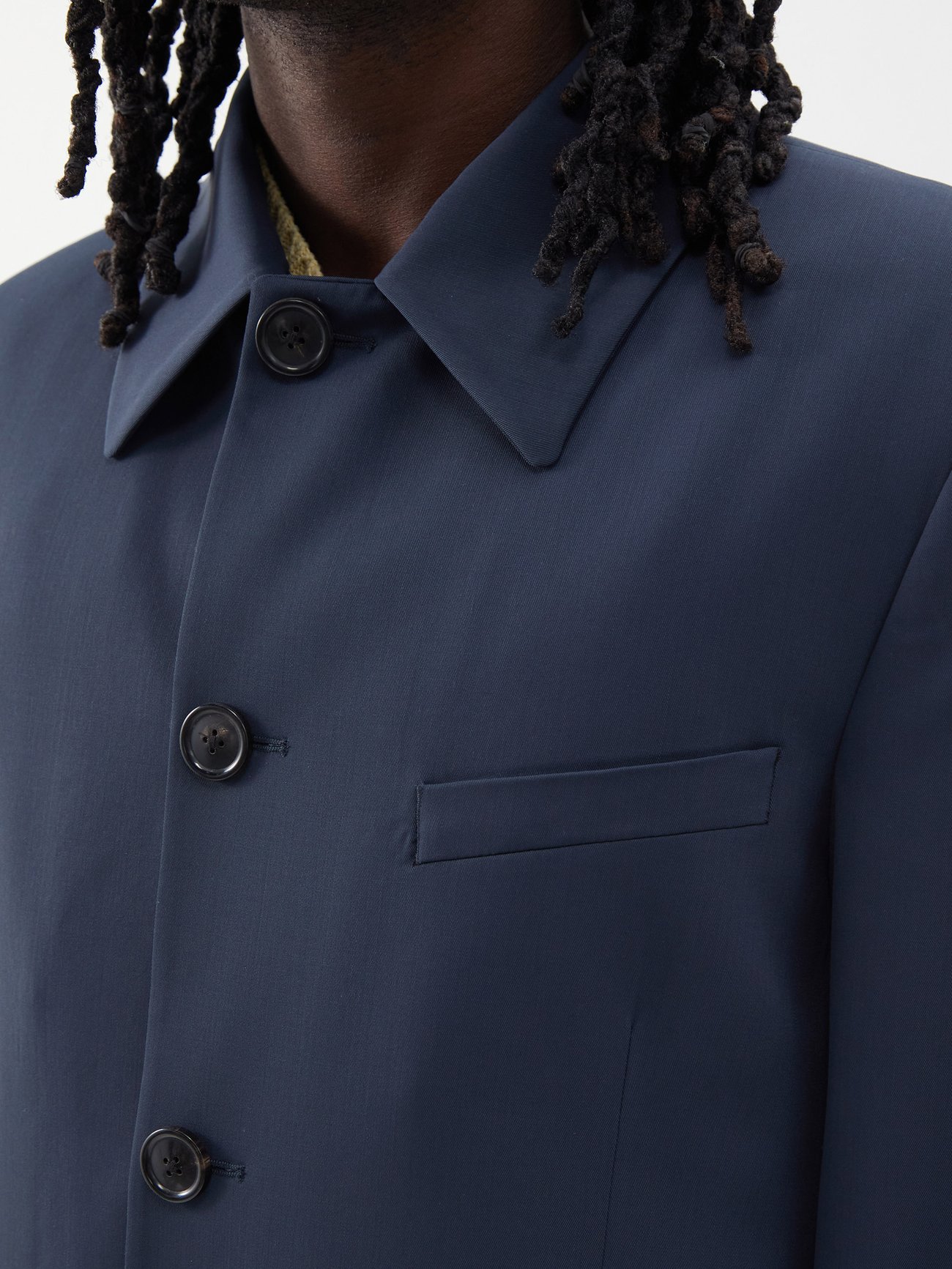 Dark blue Carp single-breasted wool suit jacket | Our Legacy