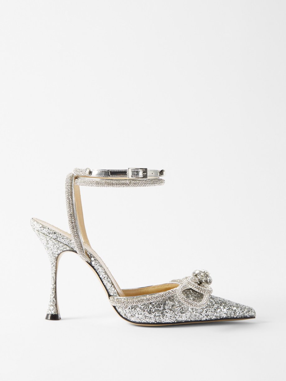 Detective Terzijde amateur Silver Double Bow 100 crystal and glitter pumps | Mach & Mach |  MATCHESFASHION US
