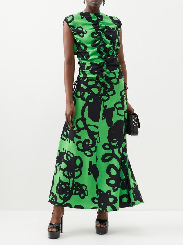 Christopher Kane Chroma ivy-print ruched crepe dress