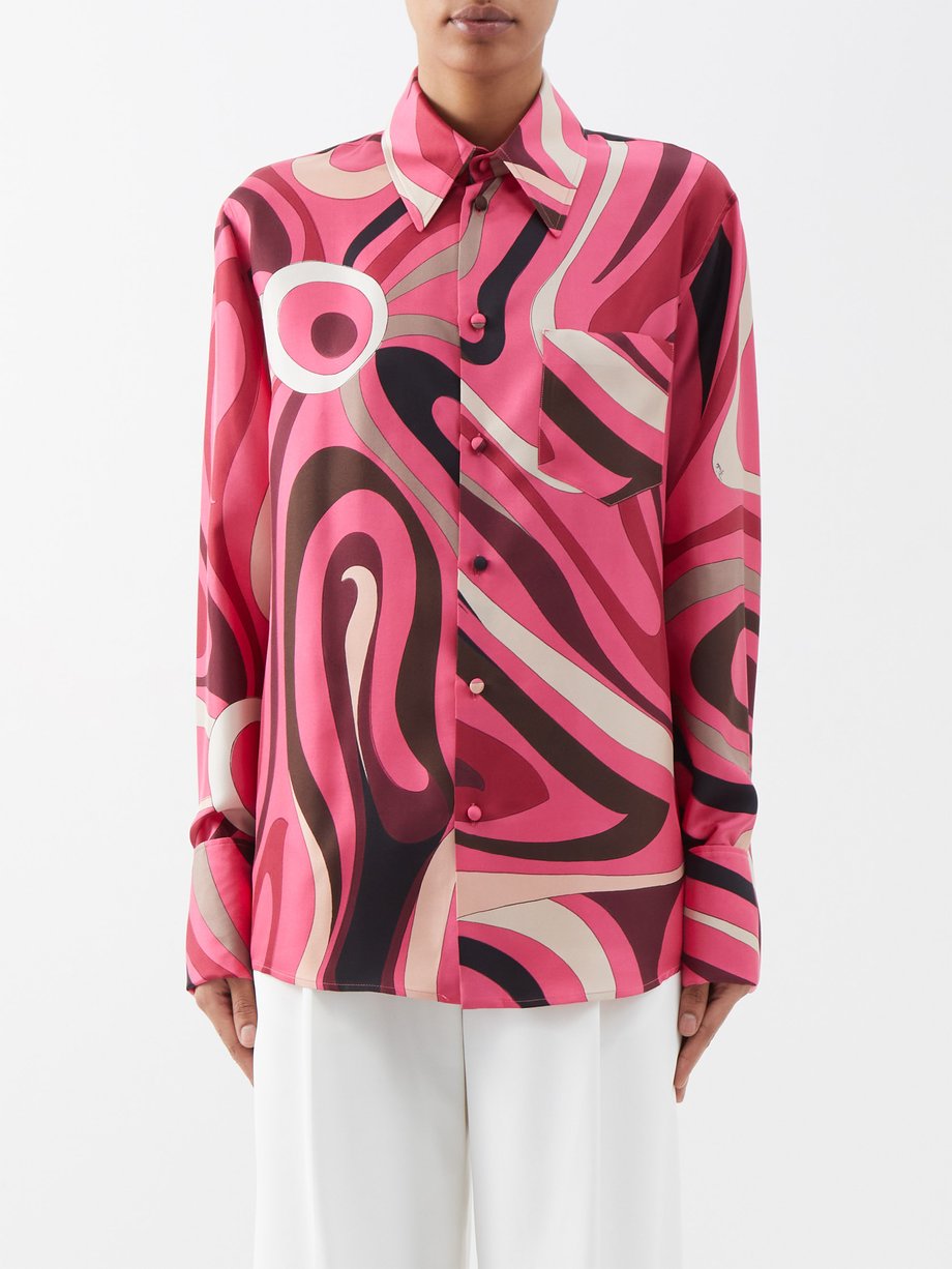 Abstract Print Silk Shirt in Red - Pucci