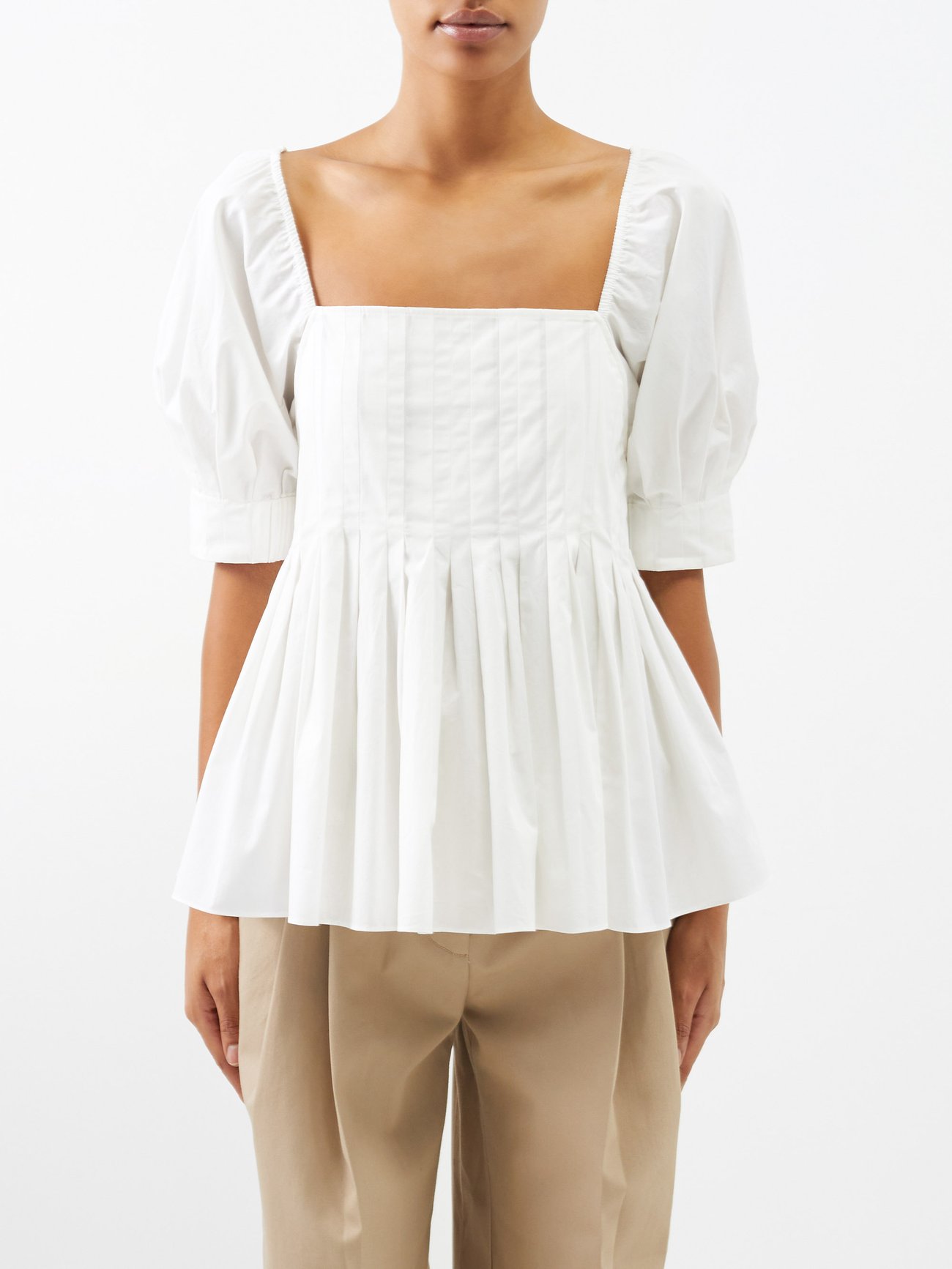 Oakley square-neck cotton blouse