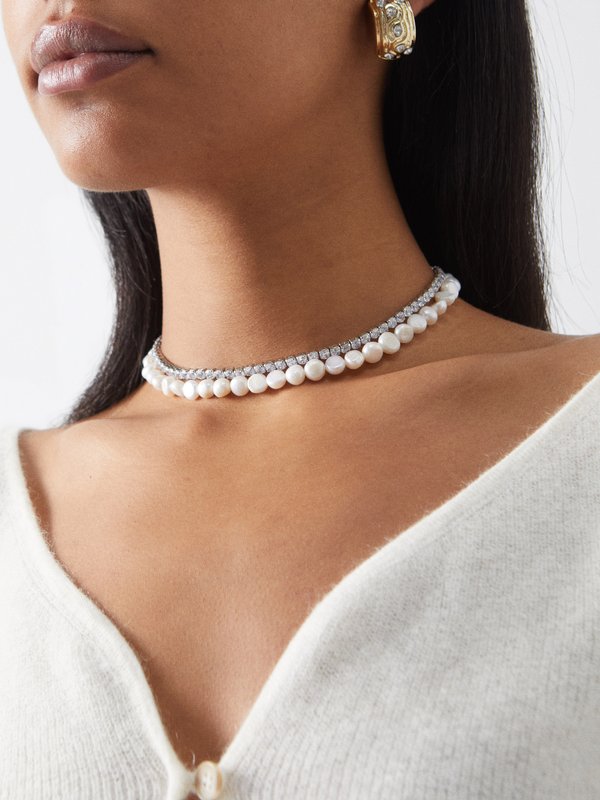 By Alona Alexis crystal and freshwater pearl choker