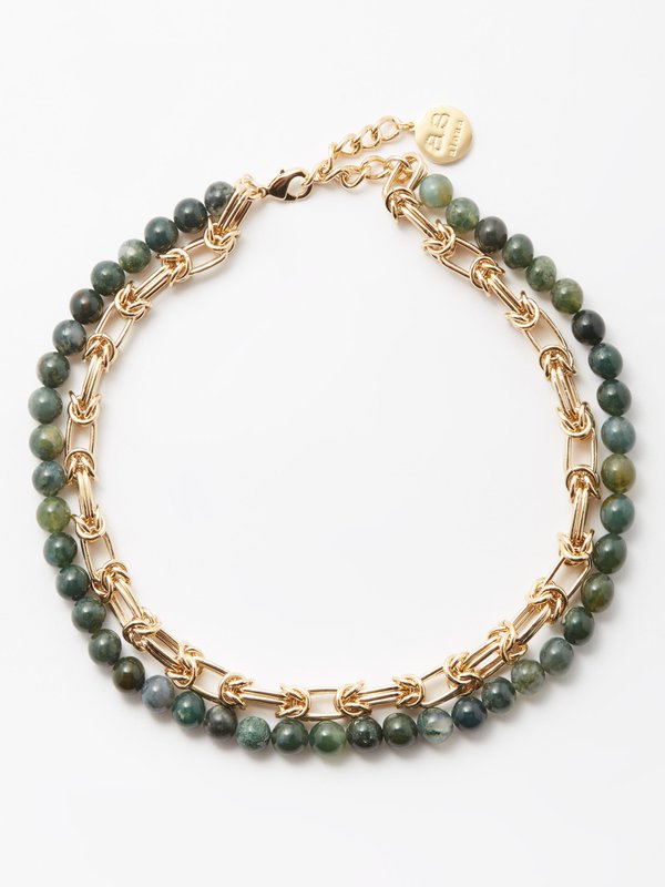 By Alona Hazel agate & 18kt gold-plated necklace