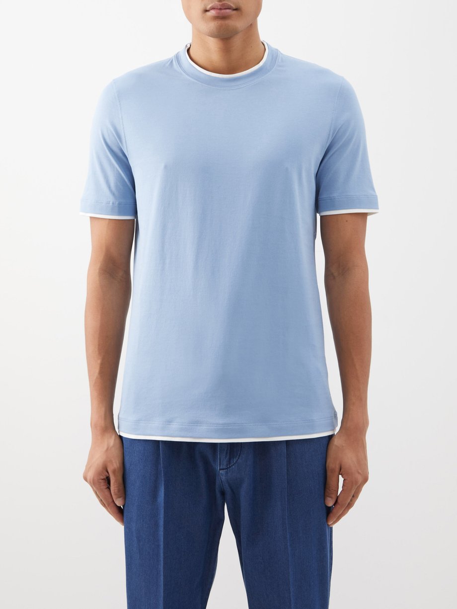 Blue Layered cotton-jersey T-shirt | Brunello Cucinelli | MATCHESFASHION AU