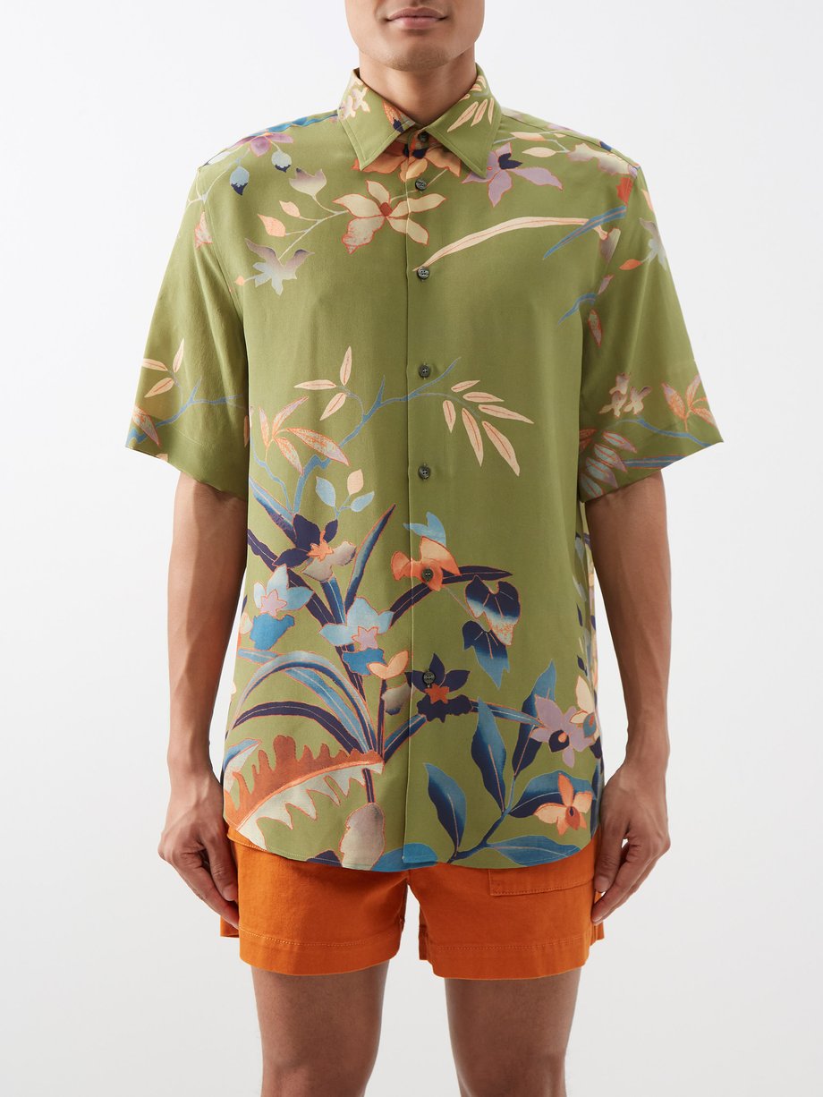 floral-print silk shirt, ETRO