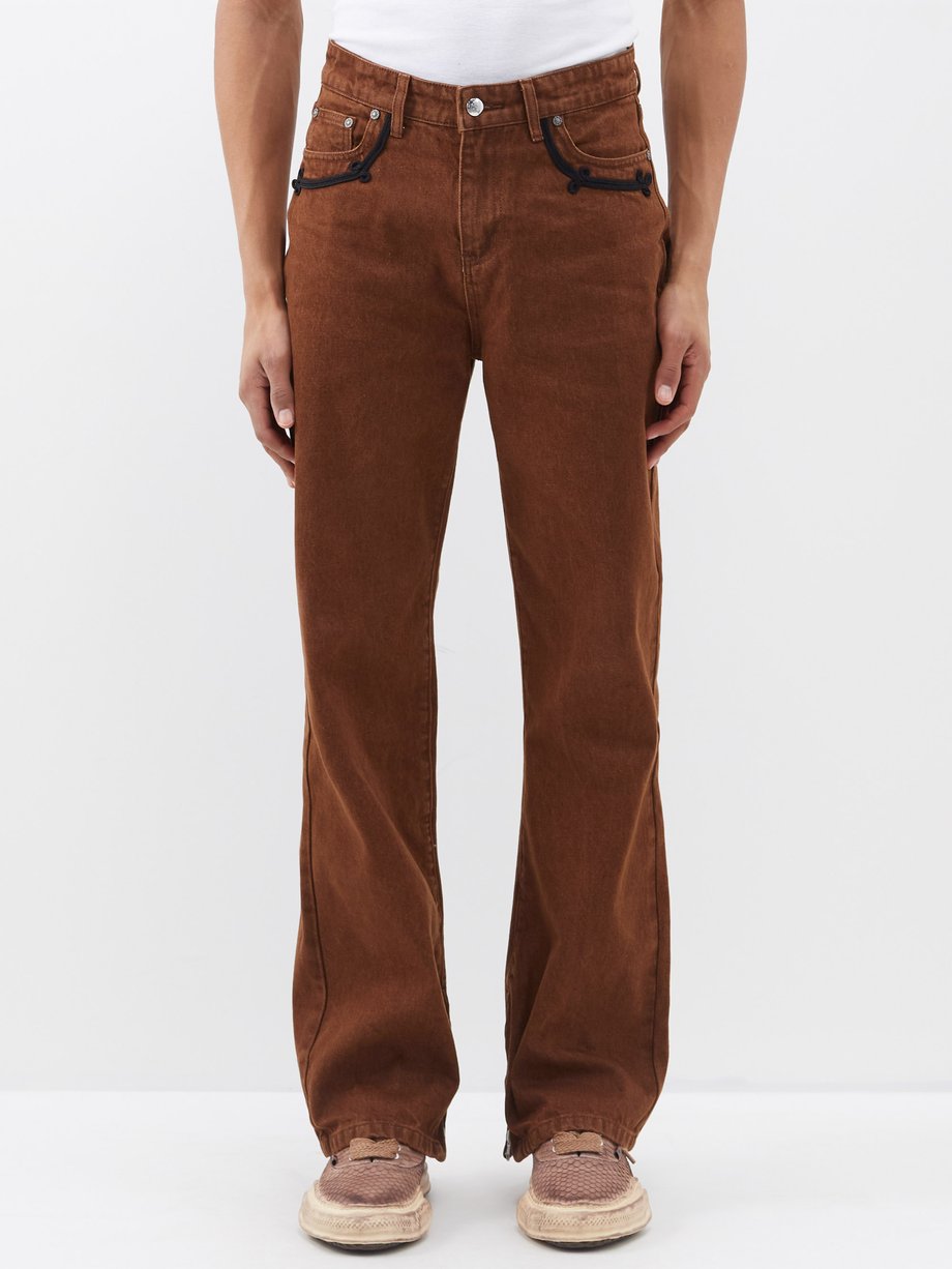 Brown Hussar embroidered straight-leg jeans | Youths In Balaclava ...