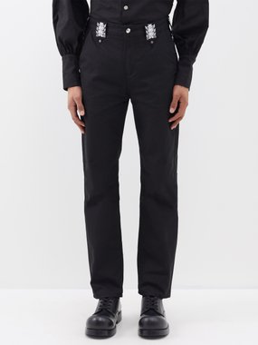 Youths In Balaclava Spine embroidered straight-leg jeans