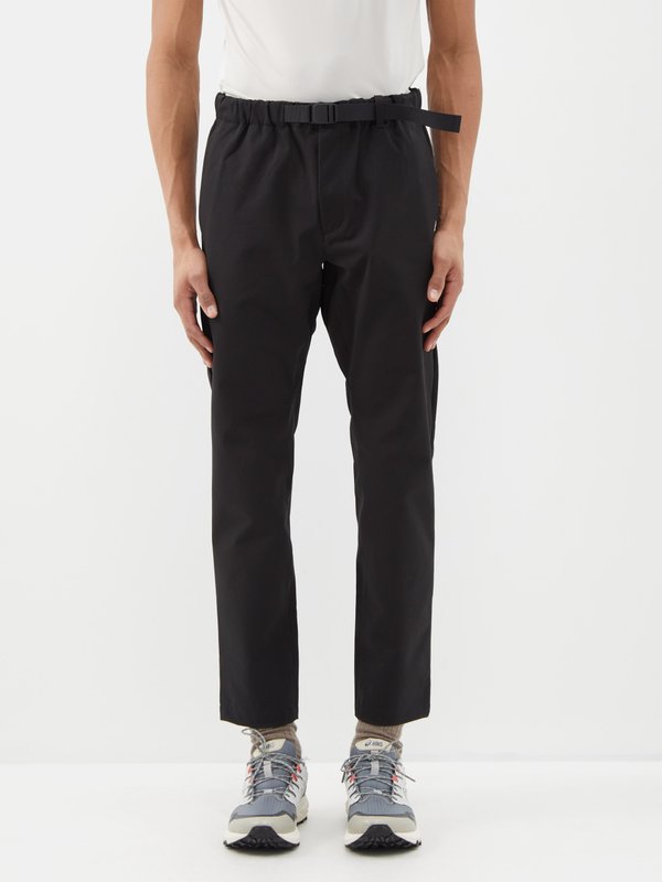 Black Belted slim-leg tapered trousers, GOLDWIN