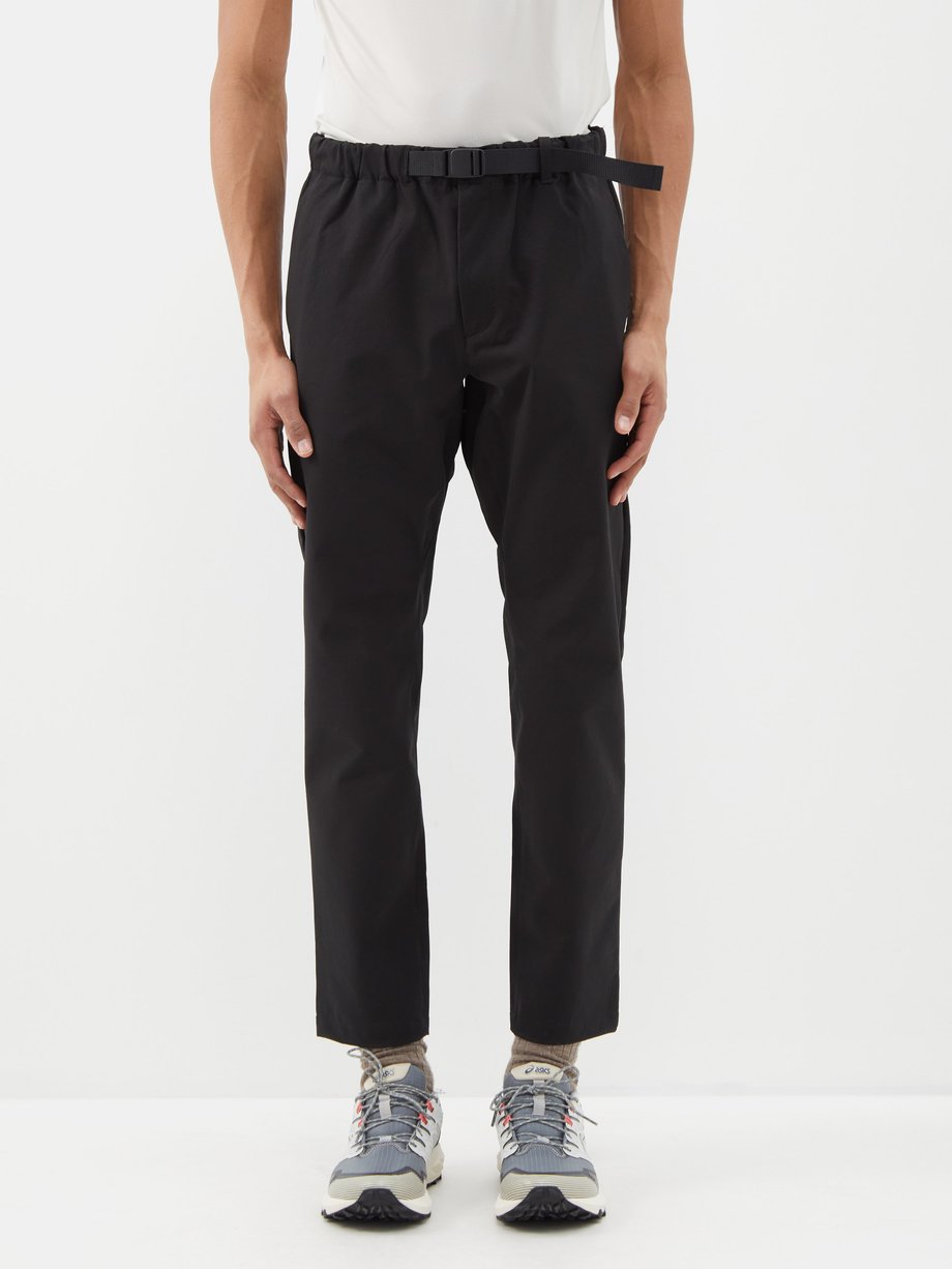Black Belted slim-leg tapered trousers | GOLDWIN | MATCHES UK