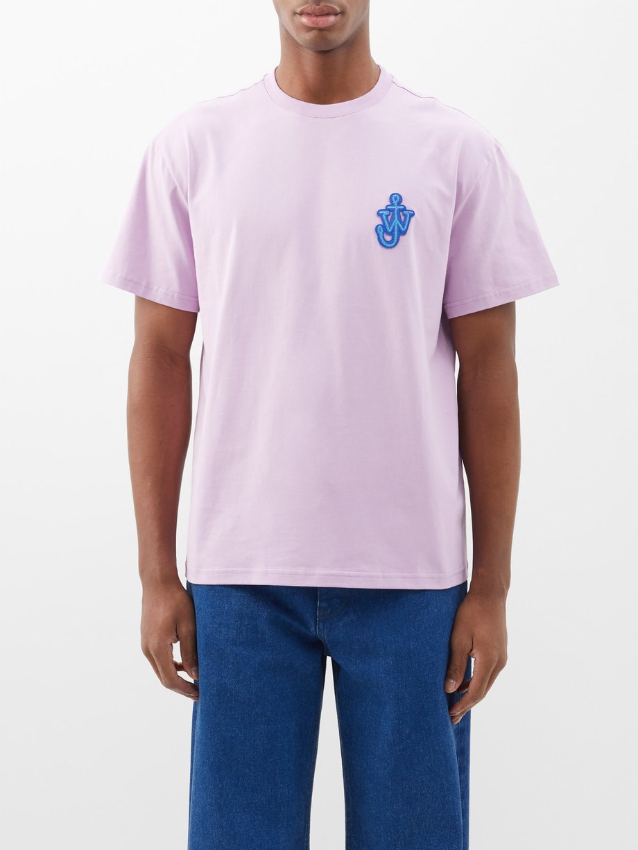 Pink Anchor appliqué cotton-jersey T-shirt | JW Anderson