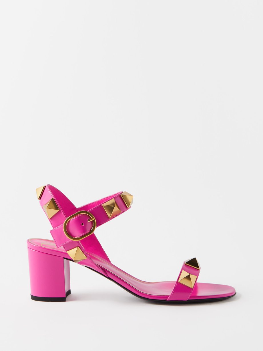 Pink Roman Stud 60 leather heeled sandals Valentino Garavani |