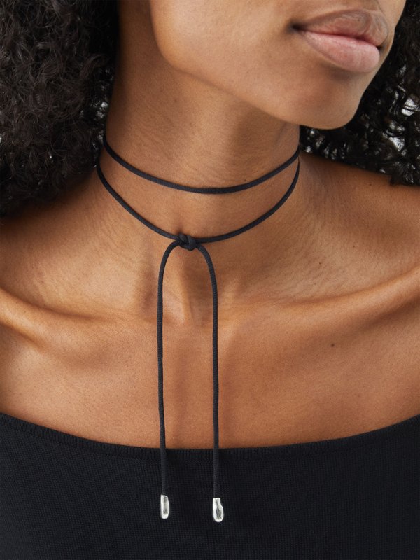 Sophie Buhai Sterling-silver and cotton-satin choker necklace