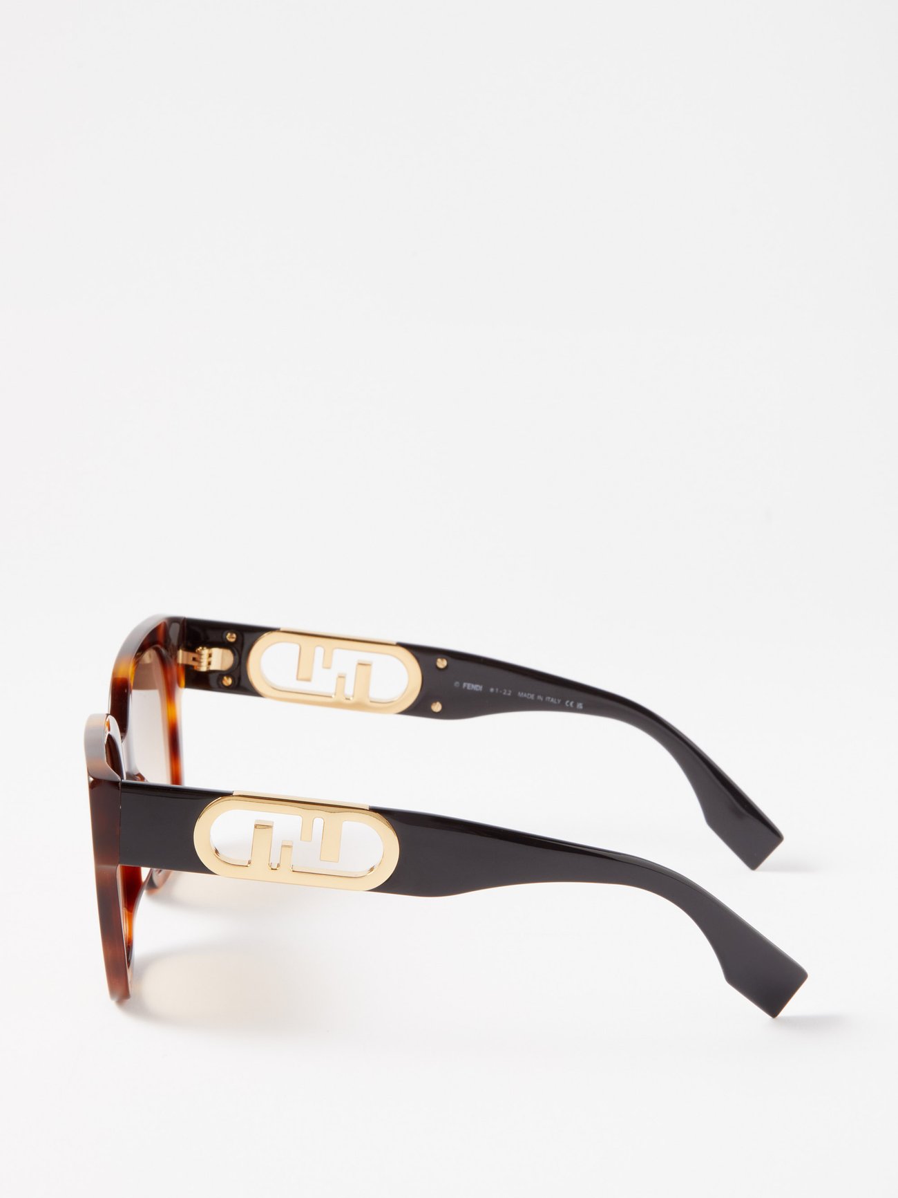 FENDI EYEWEAR O'Lock oversized square-frame gold-tone sunglasses