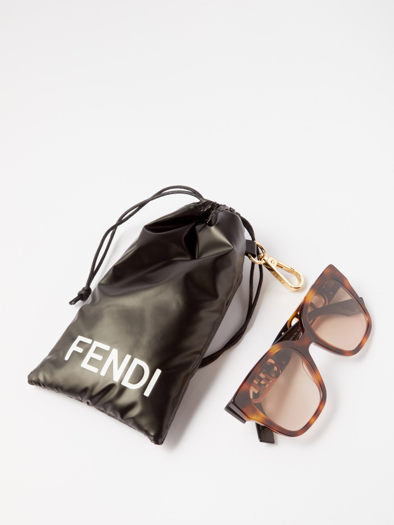 FENDI EYEWEAR O'Lock oversized square-frame tortoiseshell acetate sunglasses