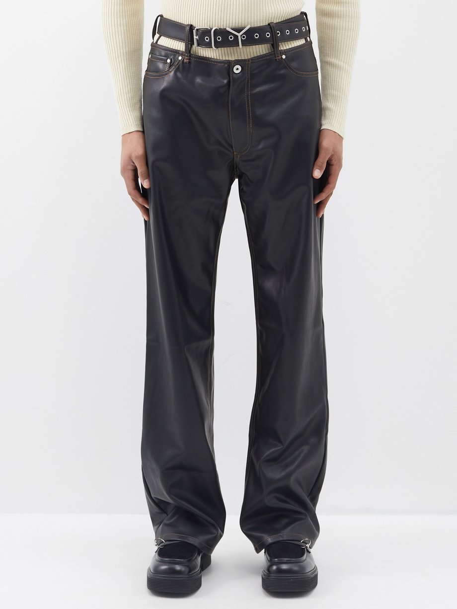 Black Cutout-waist faux-leather trousers | Y/Project | MATCHESFASHION UK