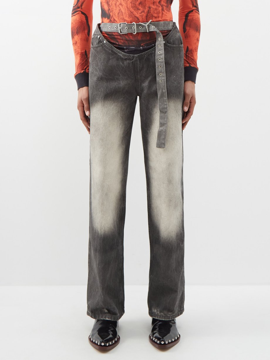 Y/Project Y/Project Arc belted straight-leg jeans Grey