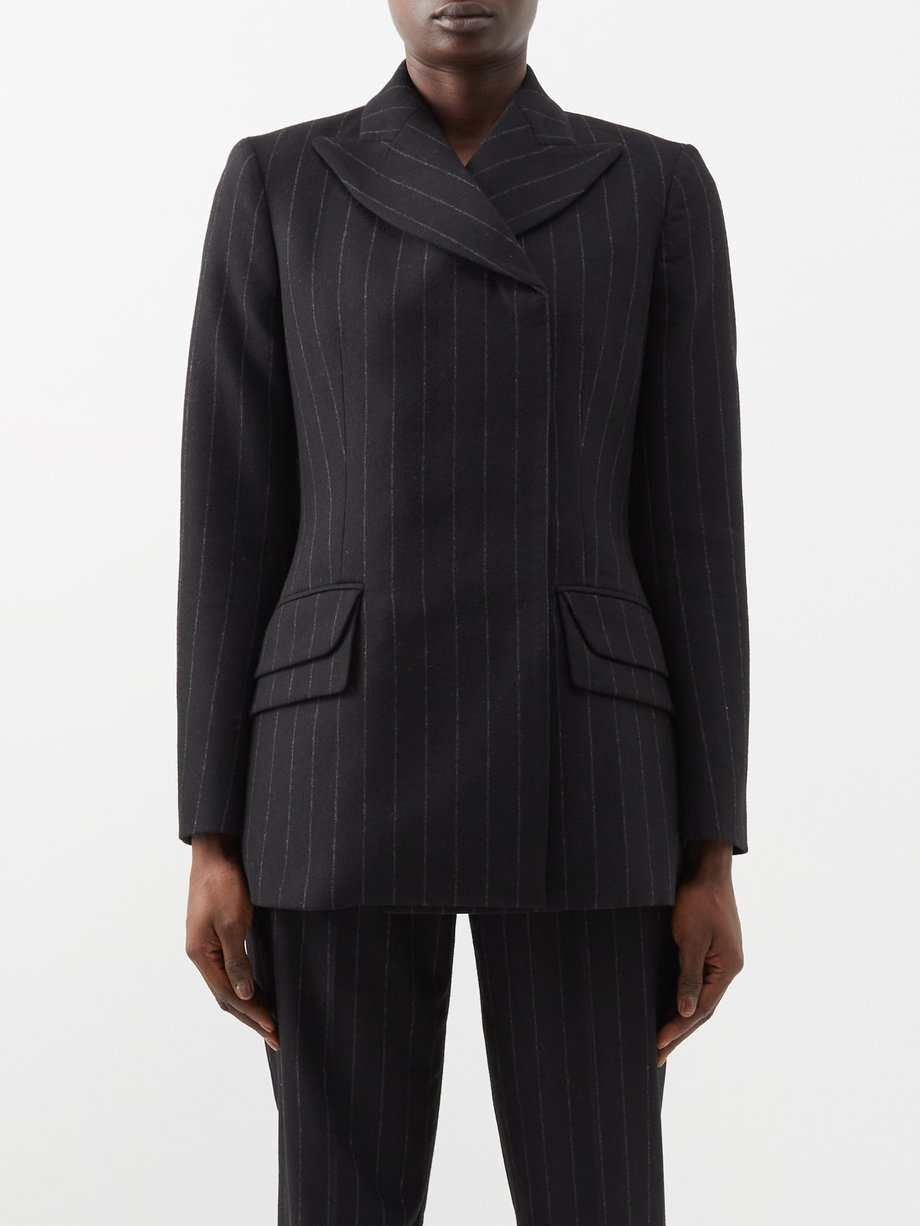 Black Brenton double-breasted striped jacket | Emilia Wickstead ...