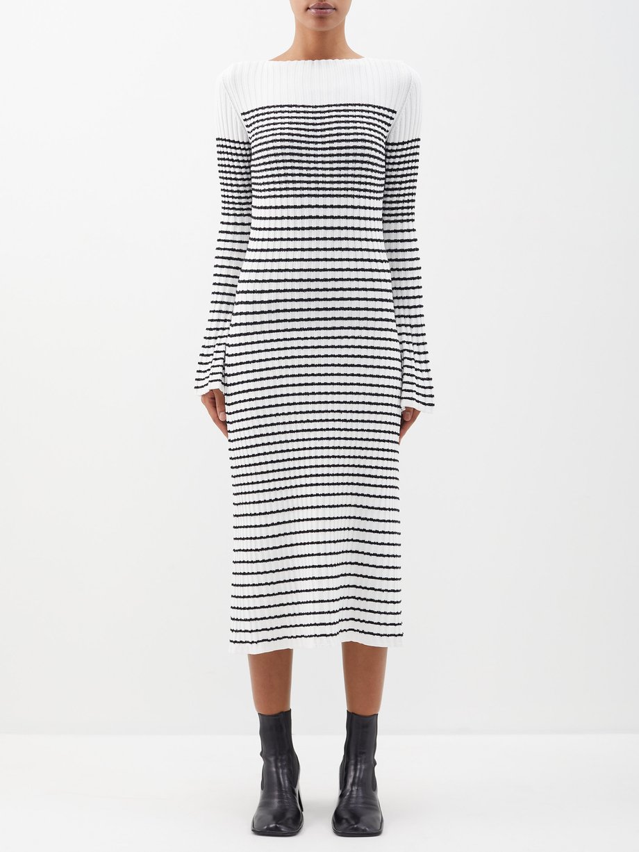 Ribbed Striped Knitted Dress Multicolor