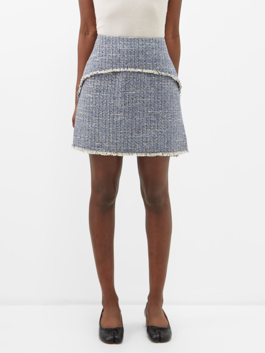 Blue Frayed-trim tweed mini skirt | Proenza Schouler White Label ...