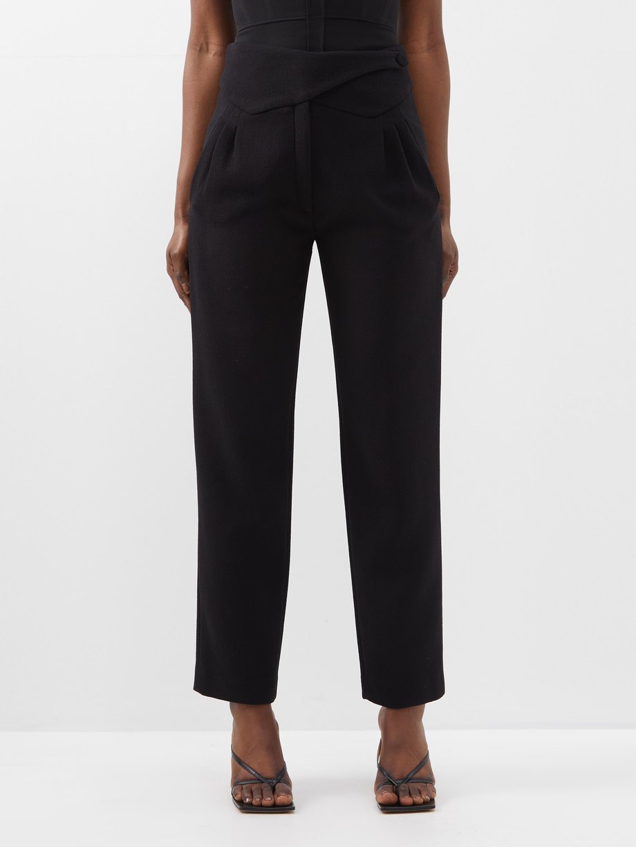 Black Resolute pleated virgin-wool crepe trousers | Blazé Milano ...