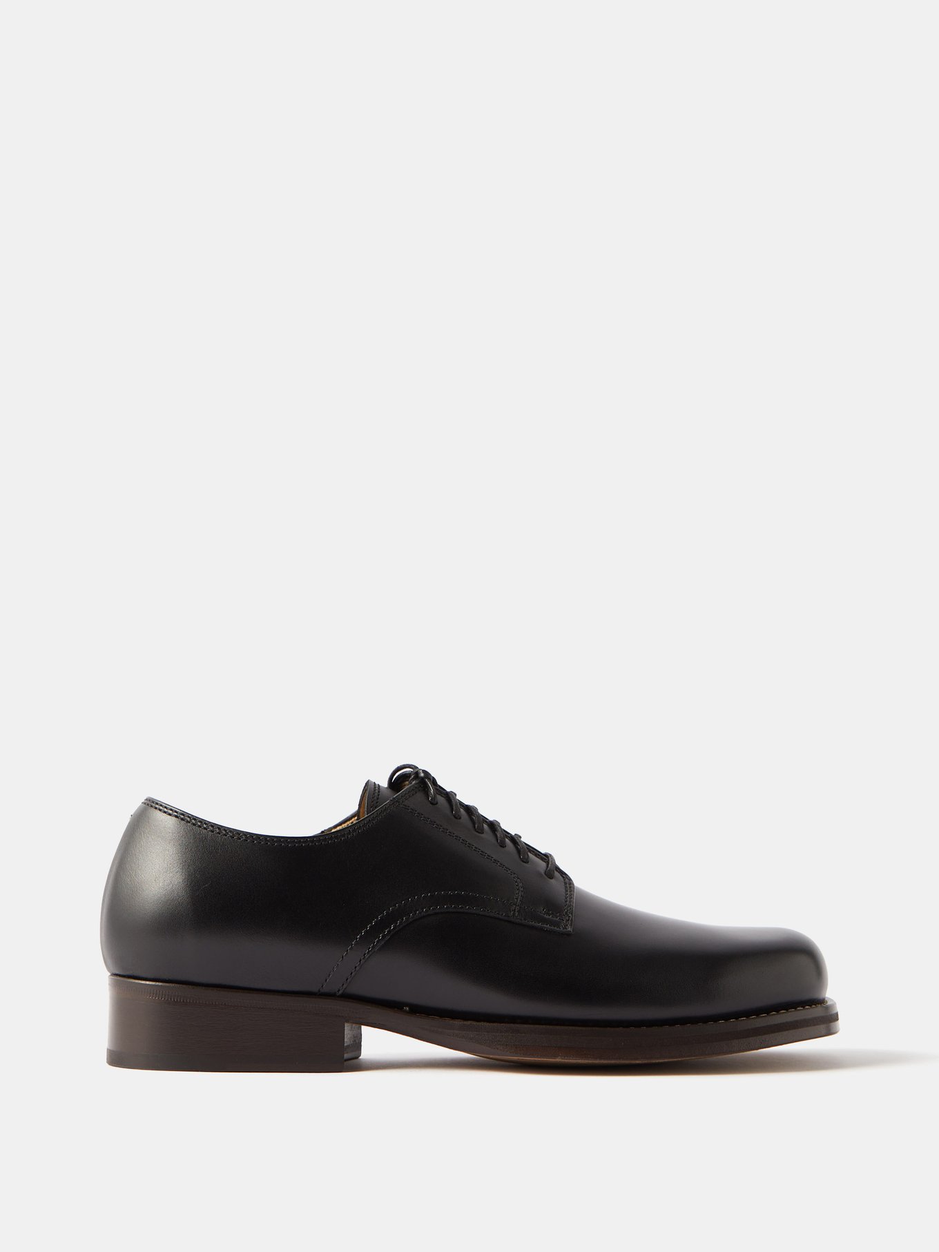 Black Square-toe leather Derby shoes | Lemaire