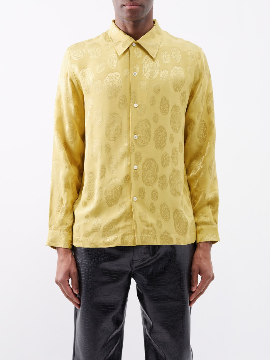 Yellow Jagou floral-jacquard shirt | Séfr | MATCHES UK