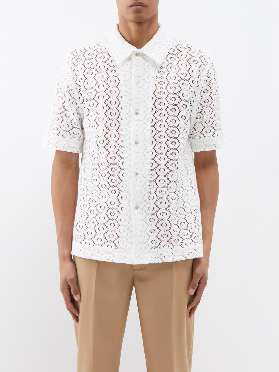 White Noam crochet-cotton shirt | Séfr | MATCHES UK