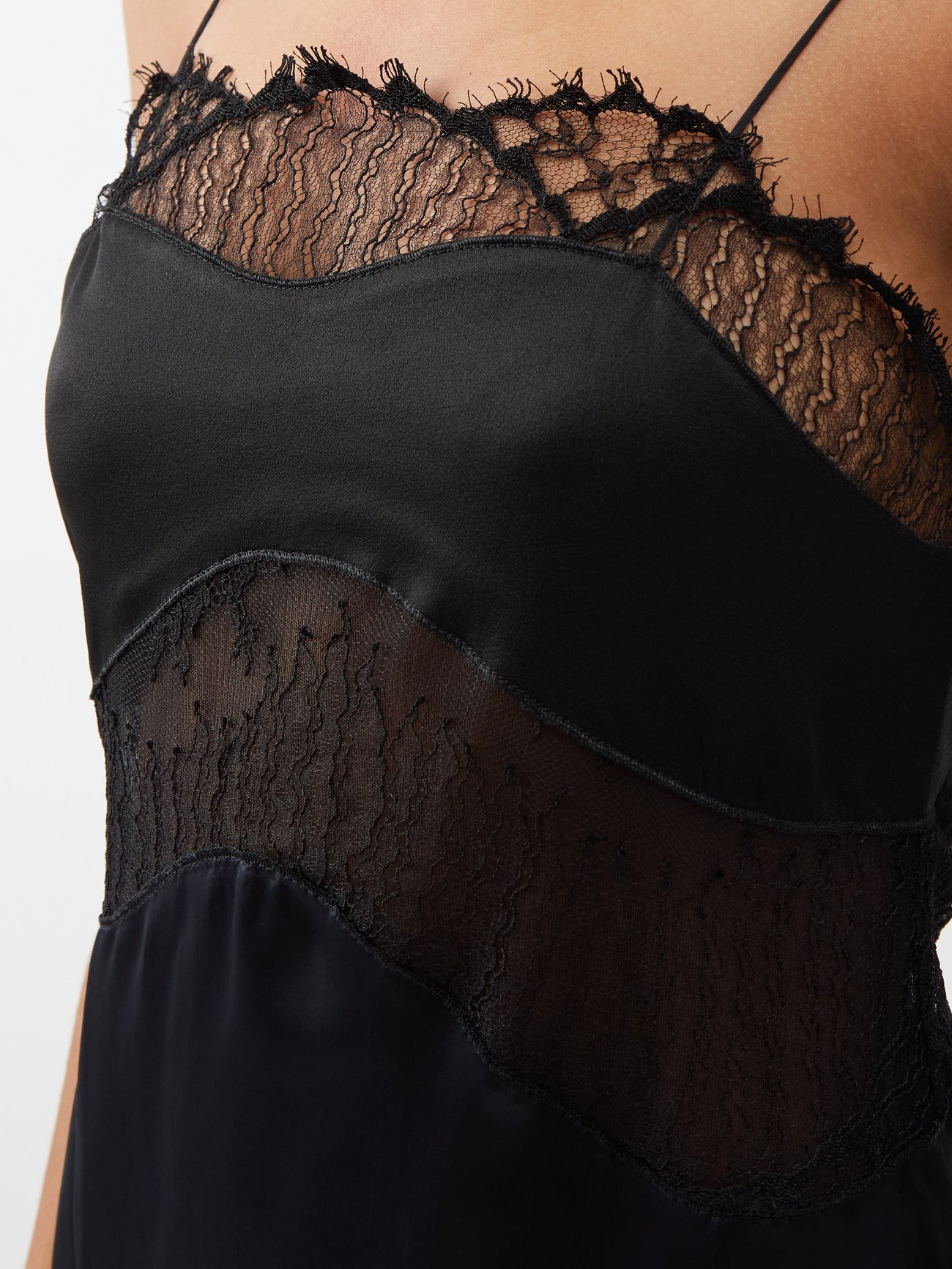Black Lace-trim satin camisole dress, Victoria Beckham