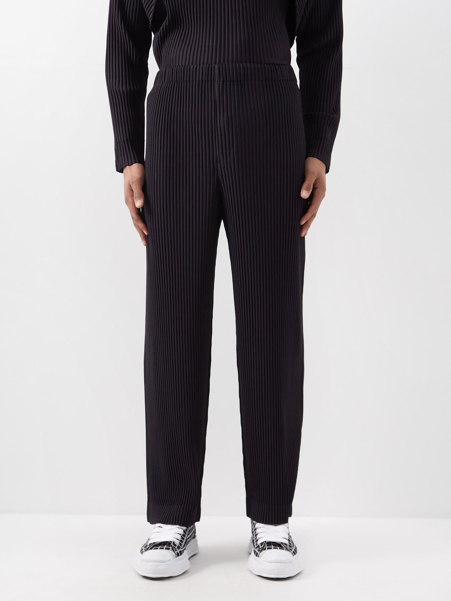 Black Technical-pleated jersey trousers | Homme Plissé Issey Miyake ...