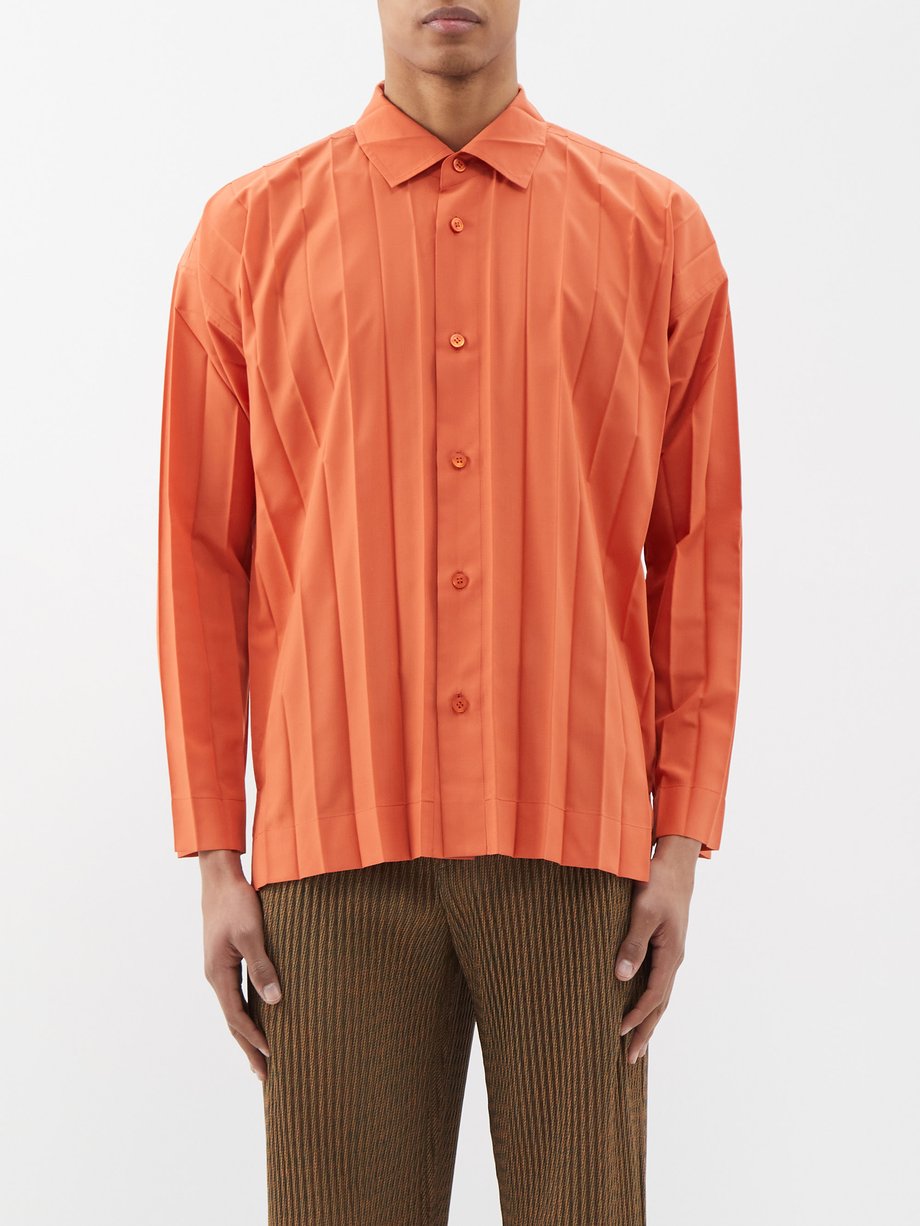 Orange Technical-pleated shirt | Homme Plissé Issey Miyake ...