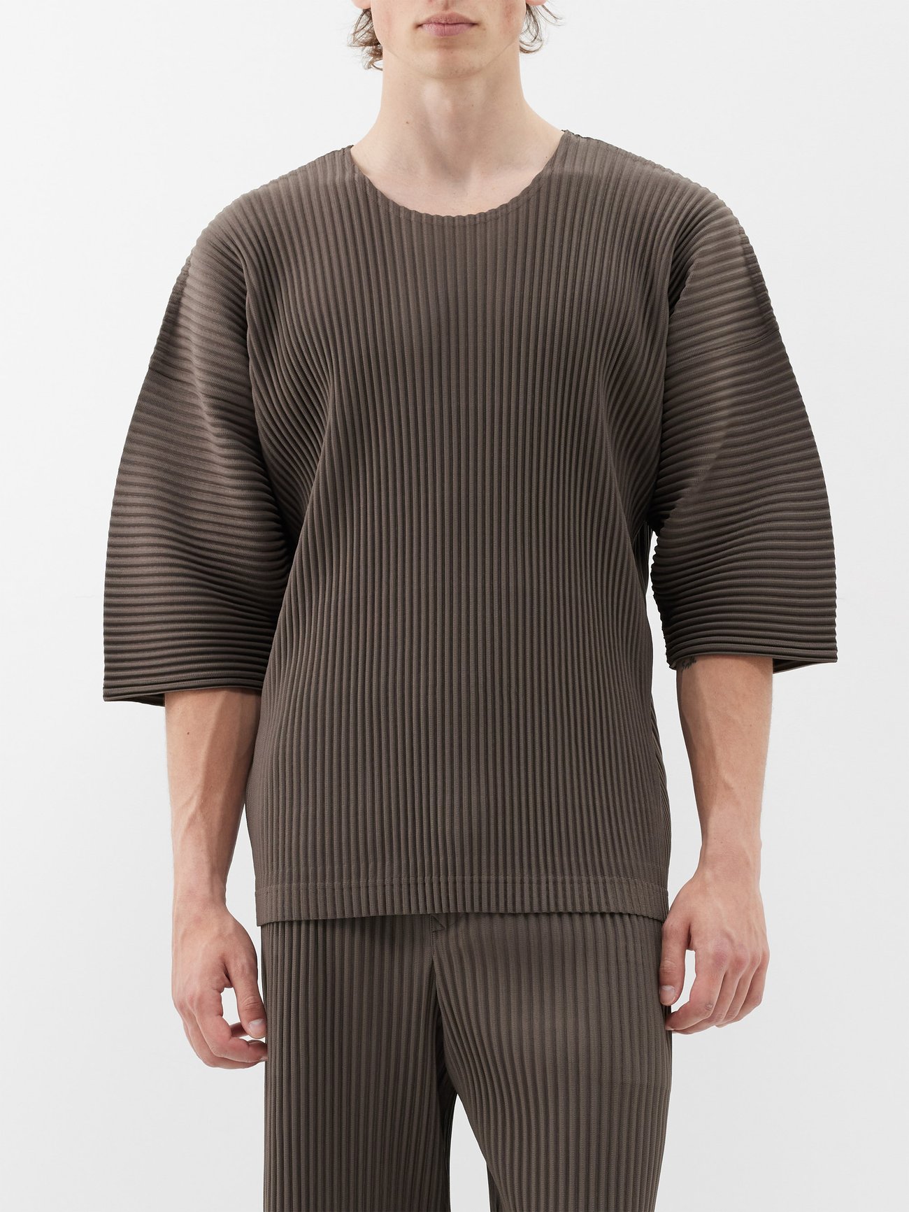 Brown Technical-pleated top | Homme Plissé Issey Miyake | MATCHES UK
