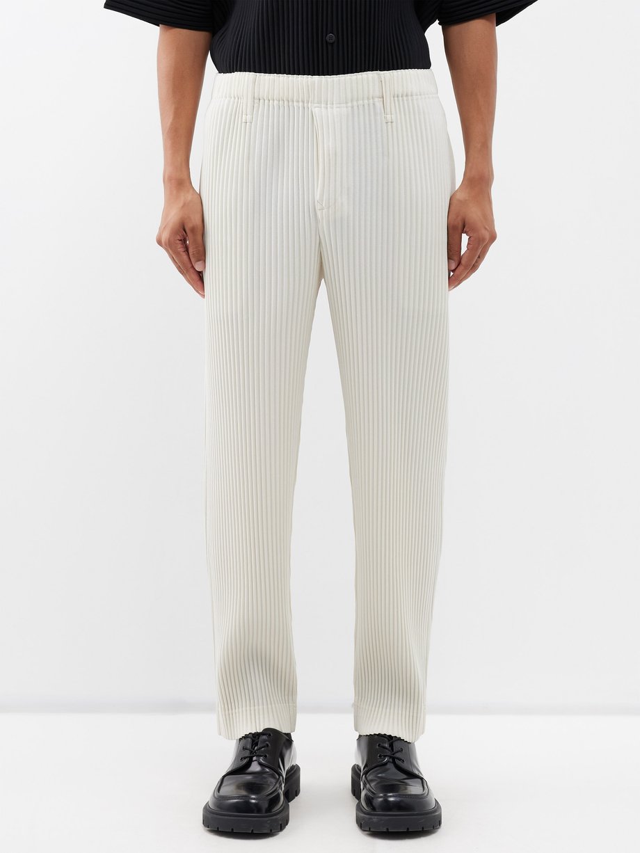 White Technical-pleated trousers | Homme Plissé Issey Miyake ...