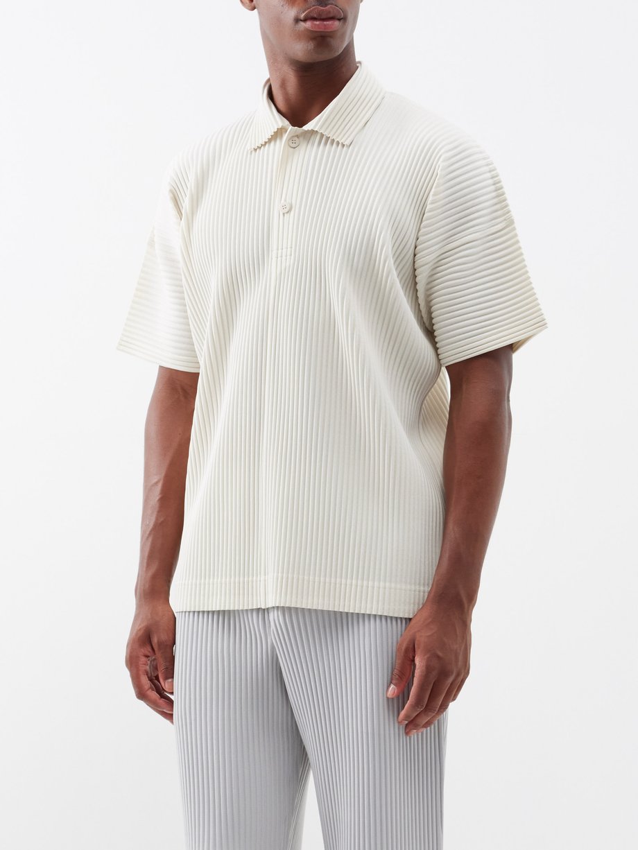 White Technical-pleated polo shirt | Homme Plissé Issey Miyake ...