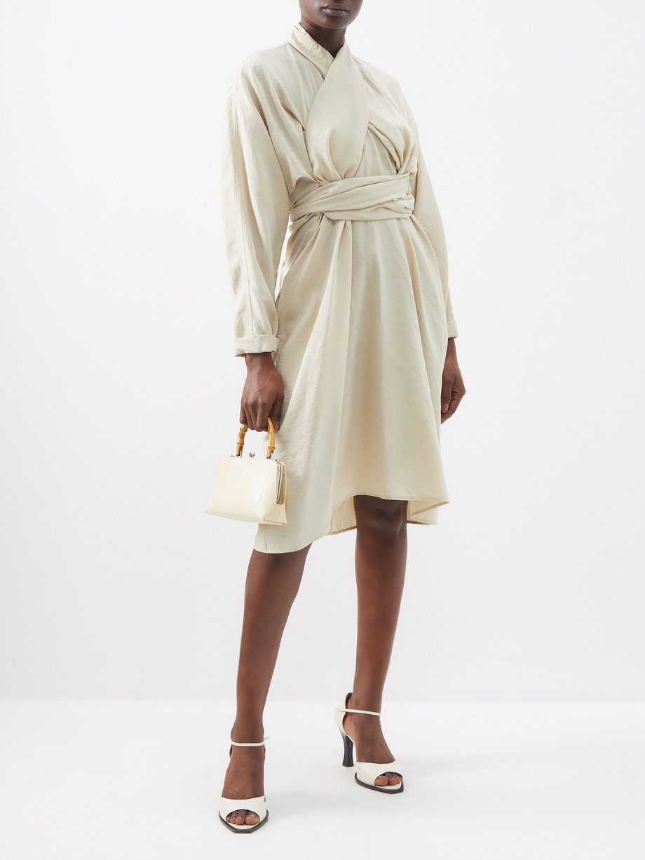 Neutral Knotted silk-blend midi dress | Lemaire | MATCHESFASHION UK