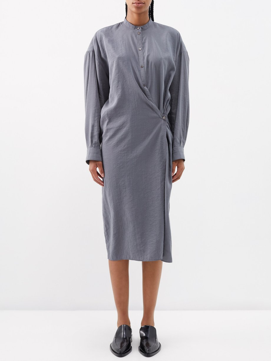 Grey Asymmetric silk-blend midi dress | Lemaire | MATCHESFASHION UK