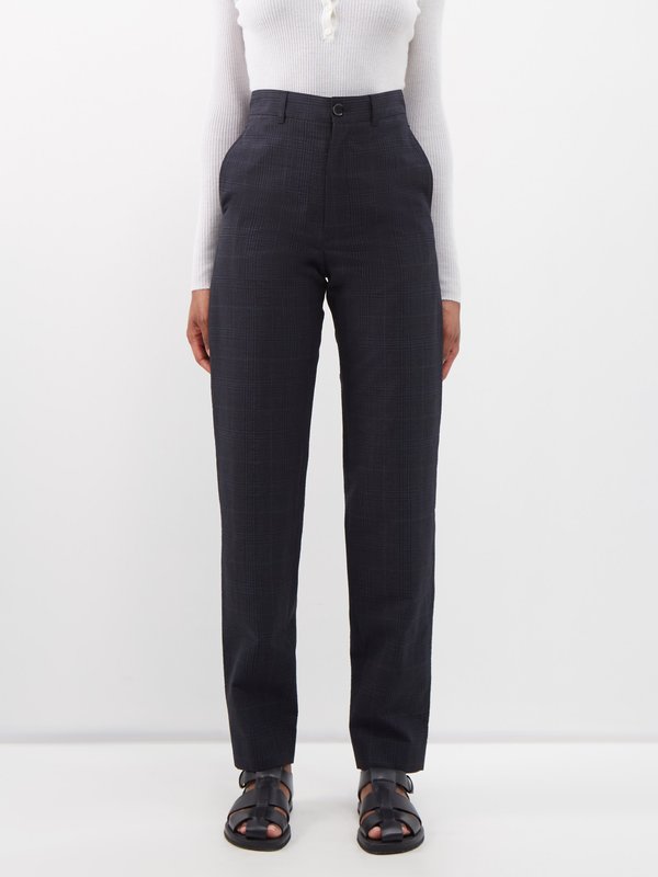 Lemaire Checked seersucker-wool suit trousers